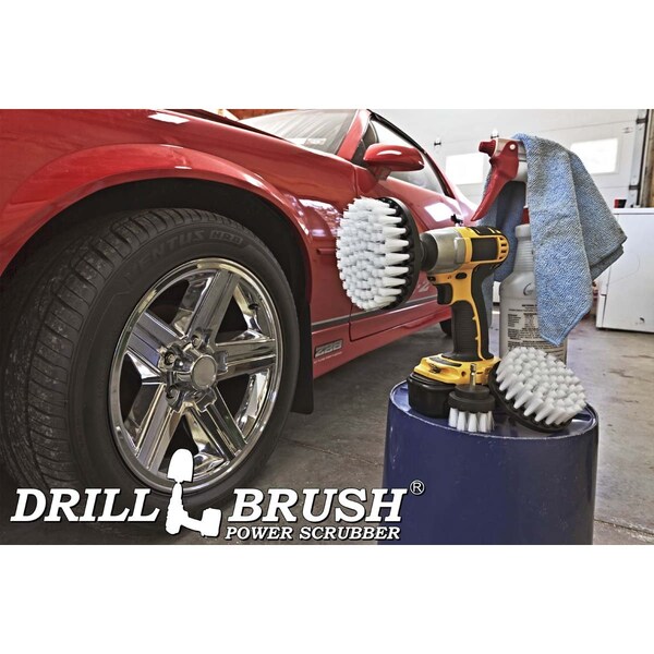 Cepillo de Taladro Power Scrubber de Useful Products 5 pulg. de ancho x 5 pulg. de largo, color blanco - W-S-542-QC-DB