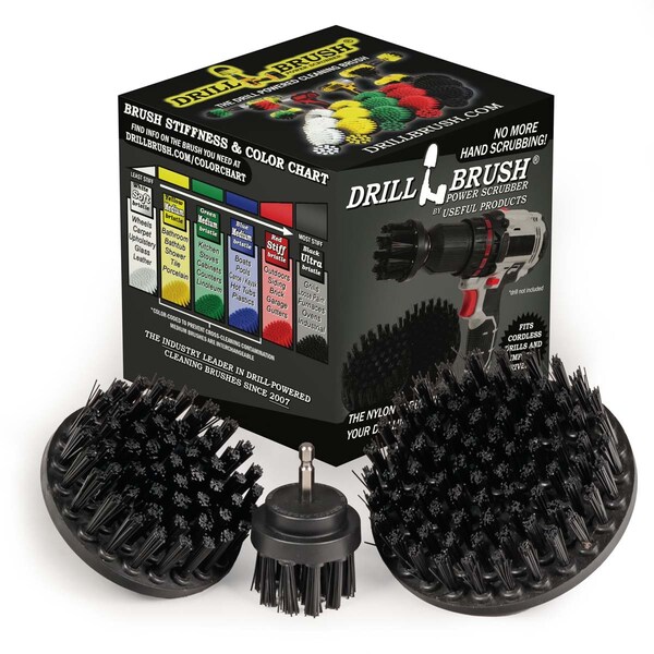 Cepillo taladro Power Scrubber de Useful Products 5 in W 5 in L, Negro - K-S-542-QC-DB