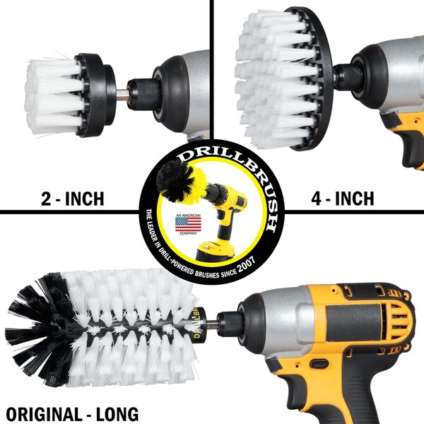 Cepillo Taladro Power Scrubber de Useful Products 5 pulgadas ancho 7 pulgadas largo, Blanco - W-S-42J-QC-DB