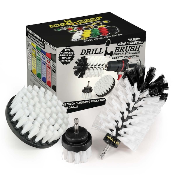 Cepillo Taladro Power Scrubber de Useful Products 5 pulgadas ancho 7 pulgadas largo, Blanco - W-S-42J-QC-DB