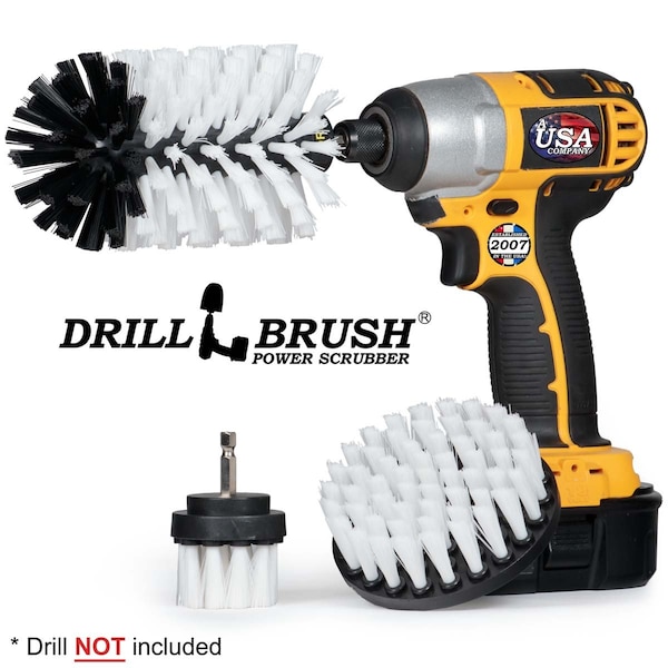 Cepillo Taladro Power Scrubber de Useful Products 5 pulgadas ancho 7 pulgadas largo, Blanco - W-S-42J-QC-DB