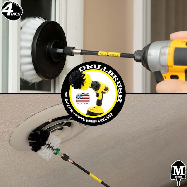 Drillbrush Car - Truck - Suministros de Limpieza - Accesorios para Coche - Cepillo de Taladro - W-S-4M-5X-QC-DB