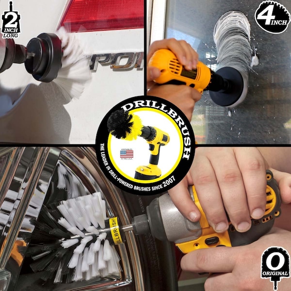 Cepillo Taladro Power Scrubber de Useful Products 5 pulgadas de ancho 5 pulgadas de largo, blanco - W-4OS-2L-QC-DB