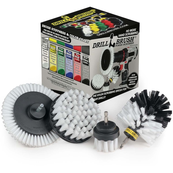 Cepillo de taladro Power Scrubber de Useful Products 5 en W 5 en L Brush, Blanco - W-S-E42O-QC-DB