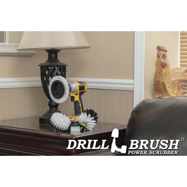 Cepillo de taladro Power Scrubber de Useful Products 5 en W 5 en L Brush, Blanco - W-S-E42O-QC-DB