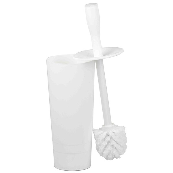 Soporte para cepillo de inodoro de plástico Home Basics, blanco - TB45046