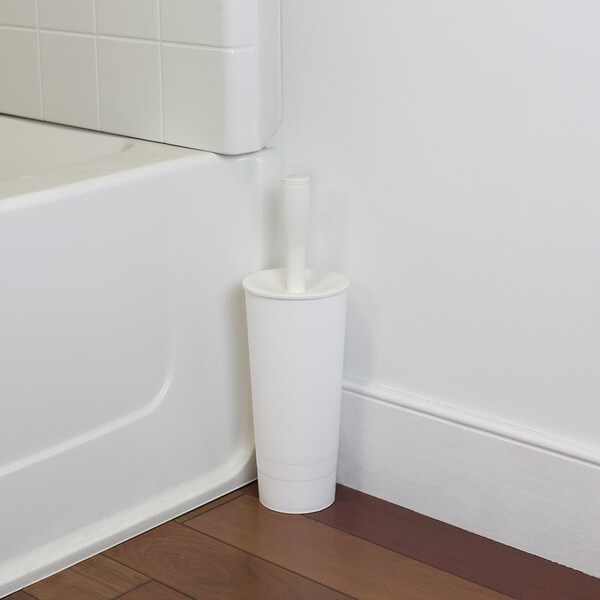Soporte para cepillo de inodoro de plástico Home Basics, blanco - TB45046