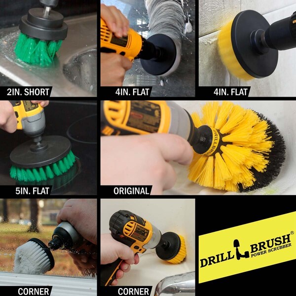 Cepillo Taladro Power Scrubber de Useful Products 5 pulgadas de ancho 8 pulgadas de largo, variedad - W4C-Y4CO-G52-S-QC-DB