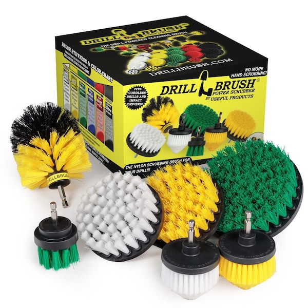 Cepillo Taladro Power Scrubber de Useful Products 5 pulgadas de ancho 8 pulgadas de largo, variedad - W4C-Y4CO-G52-S-QC-DB