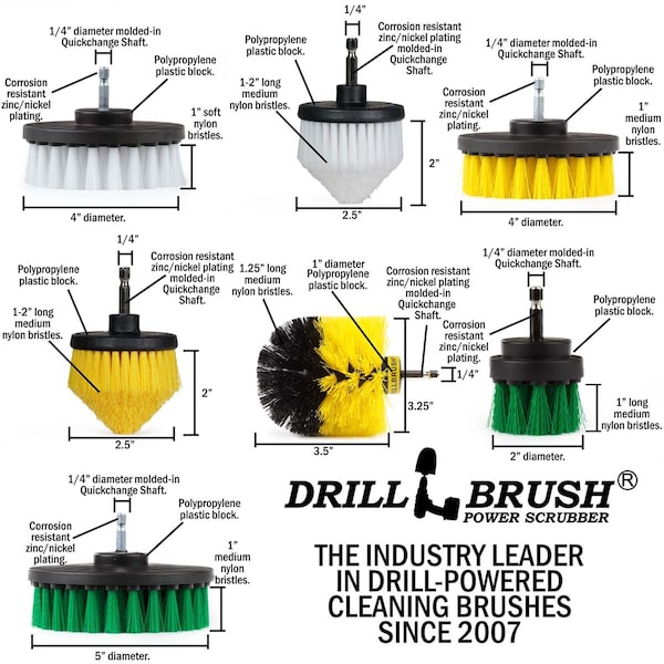 Cepillo Taladro Power Scrubber de Useful Products 5 pulgadas de ancho 8 pulgadas de largo, variedad - W4C-Y4CO-G52-S-QC-DB