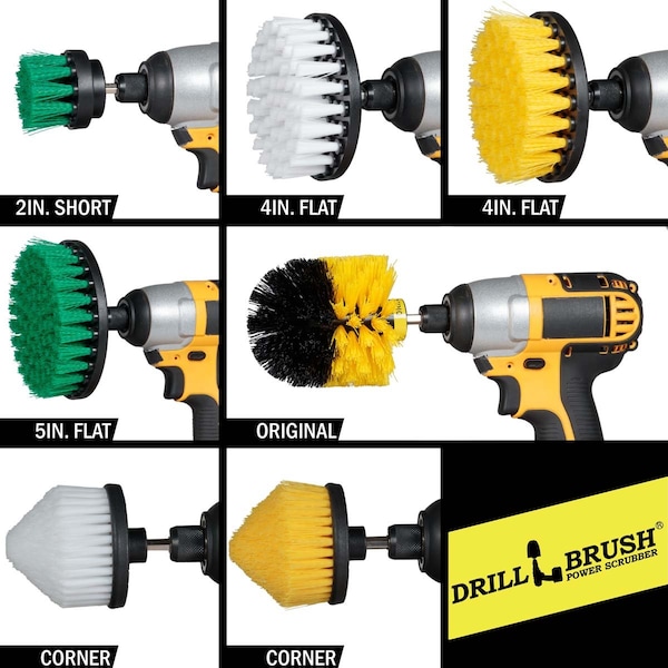 Cepillo Taladro Power Scrubber de Useful Products 5 pulgadas de ancho 8 pulgadas de largo, variedad - W4C-Y4CO-G52-S-QC-DB