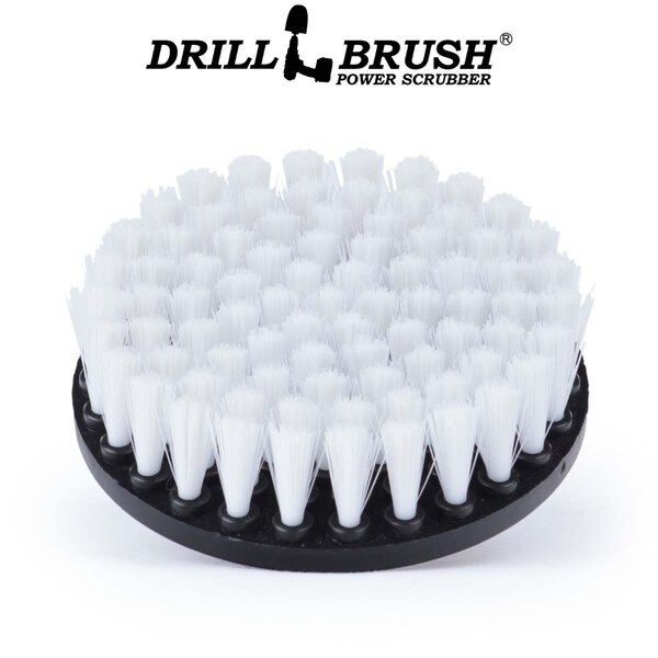 Cepillo para taladro de 5 pulgadas Drillbrush con alimentación de taladro y cerdas de 1/4 de pulgada - 5IN-LIM-BLANCO-CORTO-QC