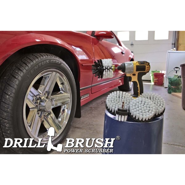 Cepillo de Taladro Power Scrubber de Useful Products 5 in W 7 in L, Blanco - W-S-5542O-QC-DB