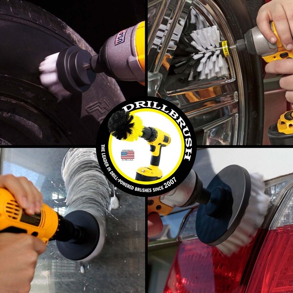Cepillo de Taladro Power Scrubber de Useful Products 5 in W 7 in L, Blanco - W-S-5542O-QC-DB