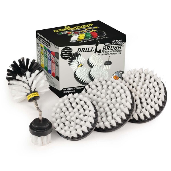 Cepillo de Taladro Power Scrubber de Useful Products 5 in W 7 in L, Blanco - W-S-5542O-QC-DB