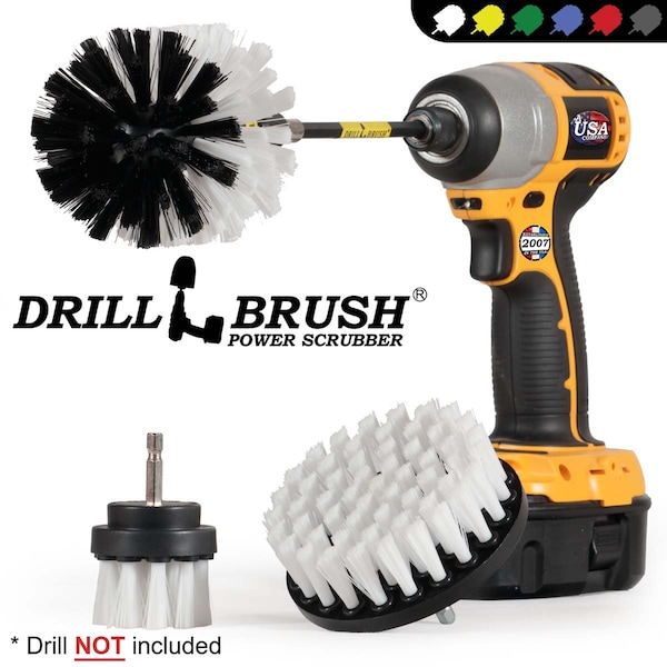 Cepillo de Taladro Power Scrubber de Useful Products 5 pulgadas de ancho 5 pulgadas de largo, color blanco - W-S-42O-5X-QC-DB