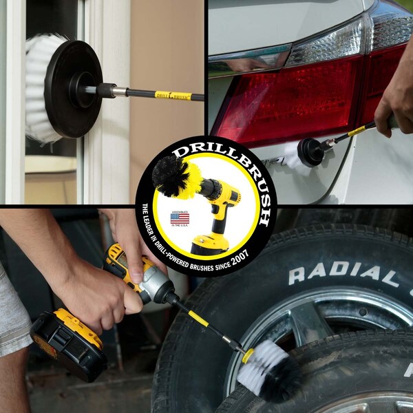 Cepillo de Taladro Power Scrubber de Useful Products 5 pulgadas de ancho 5 pulgadas de largo, color blanco - W-S-42O-5X-QC-DB