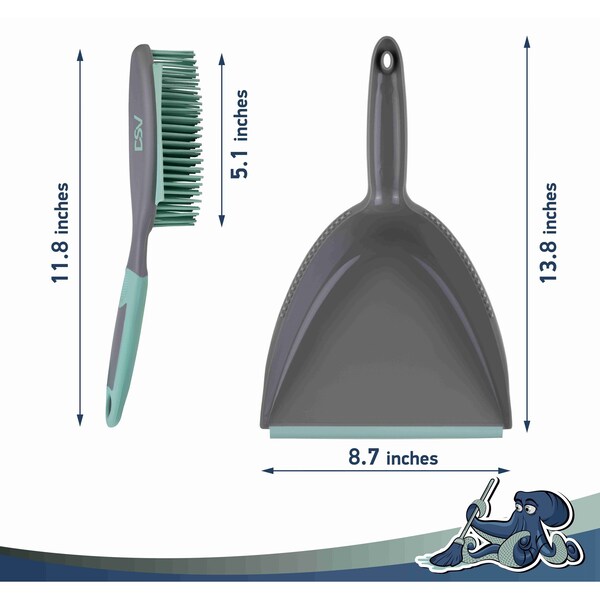 Juego de cepillo y estropajo con cerdas suaves estándar Dsv y recogedor, 12 unidades - 70702-12