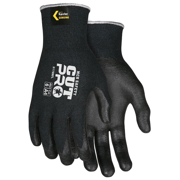 Guantes de seguridad Mcr, Kevlar Negro/Nitrilo Negro Espuma XXXL, paquete de 12 - 9178NFXXXL.