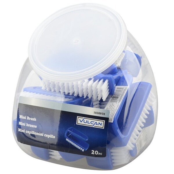 Cepillo Vulcan Mini Scrub, Recorte de 0.6 in de Largo, Cerdas de Nylon, Cerdas Blancas, Cepillo de 7/8 in de Ancho, 3 in de Largo Total - JLWNB2001