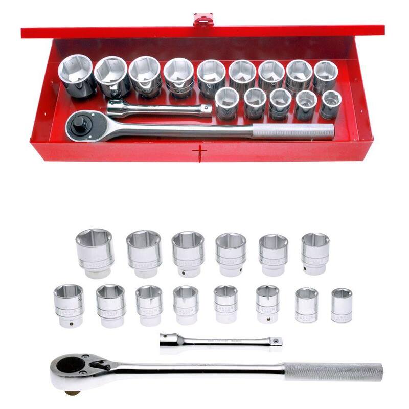 Set de 16 piezas de llave de mano de 6 puntos y accesorios URREA de 3/4 pulgadas (55100H)