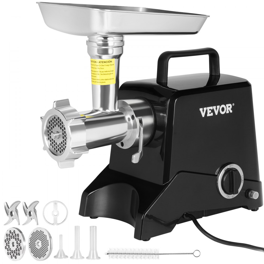 VEVOR Electric Meat Grinder, 419 Lb/H Capacity, 575W（1100W MAX) Industrial Meat Mincer w/ 2 Blade, 3 Grinding Plates, Sausage Maker Die-cast Aluminum Commercial Meat Grinder, ETL Listed - DDJRJBXSQ42031SATV1