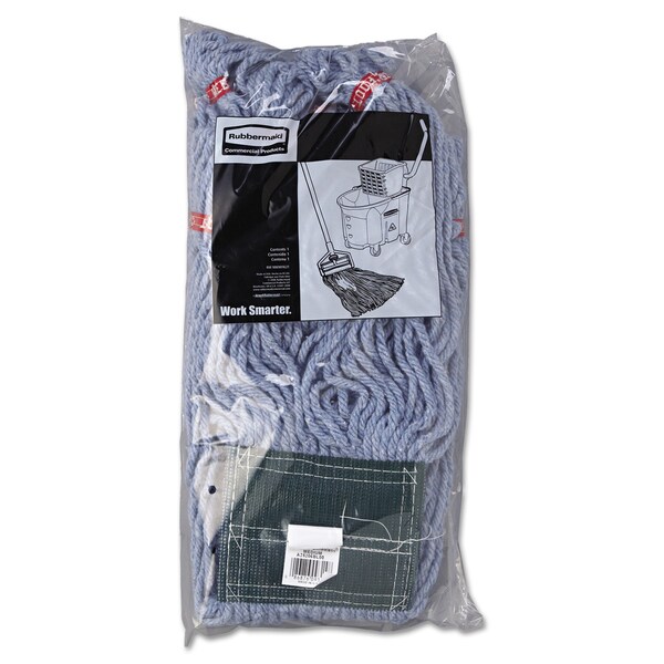 Mopa húmeda de 5 pulgadas con extremo en bucle Rubbermaid Commercial, azul, algodón/sintético, paquete de 6, FGA25206BL00 - FGA25206BL00
