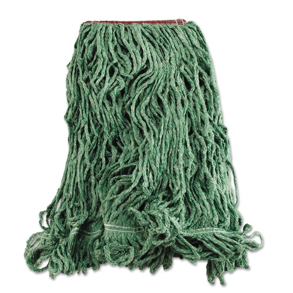 Cabezas de trapeador Rubbermaid Commercial Super Stitch Blend, algodón/sintético, verde, grande, paquete de 6 - FGD21306GR00