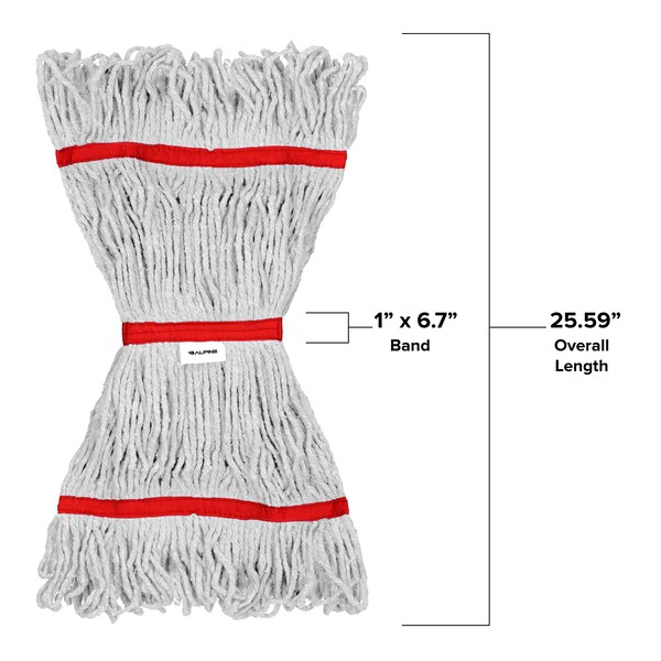 Cabeza y Cola de Trapos de Algodón de 16oz con Banda de 1 pulgada de Alpine Industries, Rojo, 3 Piezas - ALP301-01-1R-3PK