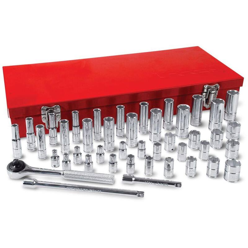 Juego de dados manuales estándar y métricos de 1/4 de pulgada con 6 puntos URREA (44 piezas) - 4700A