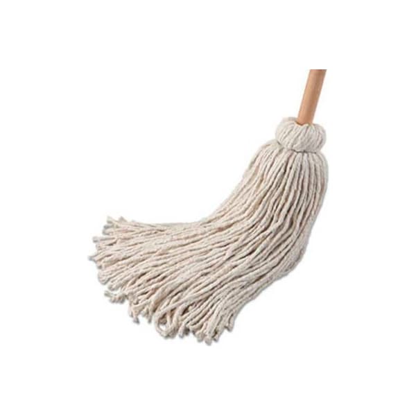 Trapo para cubiertas de algodón con mango de madera de 54" Unisan de 32 Oz, blanco 6/paquete - BWK132C - BWK132C