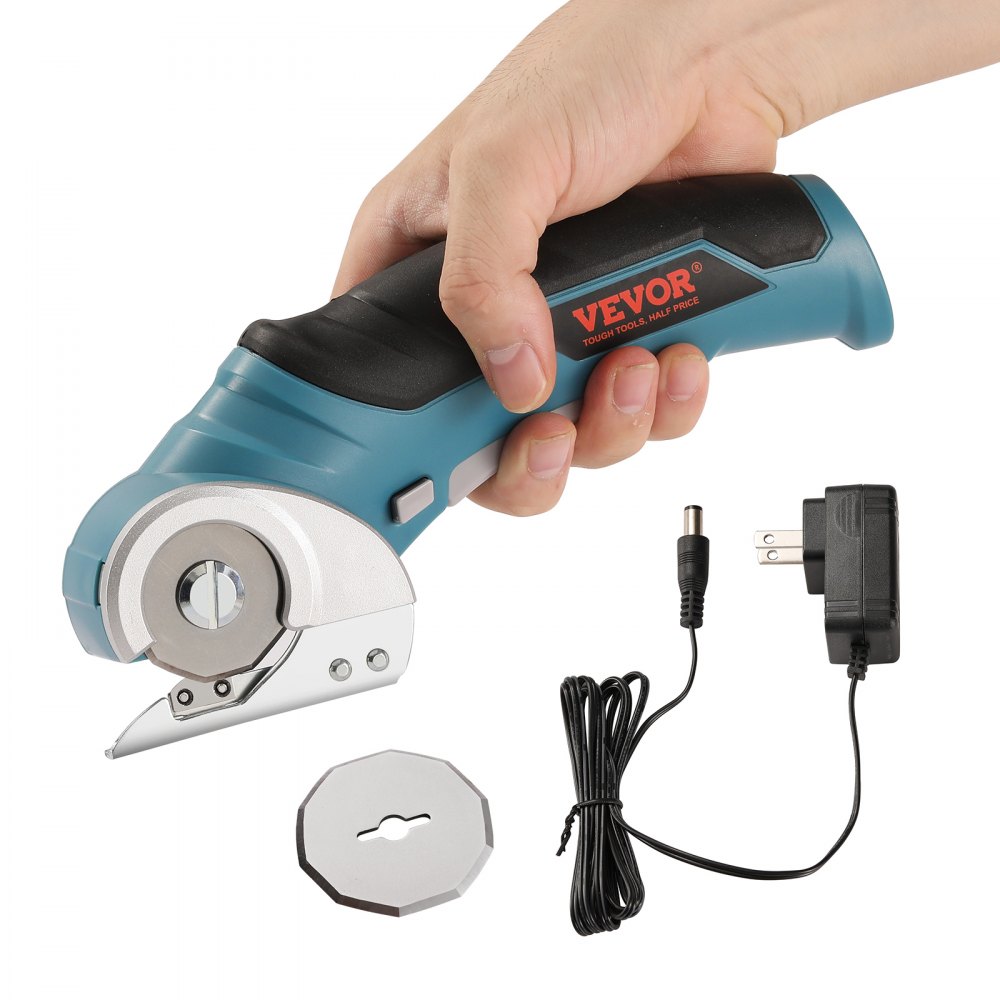 VEVOR Cordless Electric Scissors, 3.6 V 2000 mAh Mini Electric Fabric Cutter, 1.6" SKH9 Sharp Blade, with Replacement Blade and Battery Charger, for Cutting Carpet, Cardboard, Leather, Paper, Plastic - WSQBJWS40MMYLCSWHV1