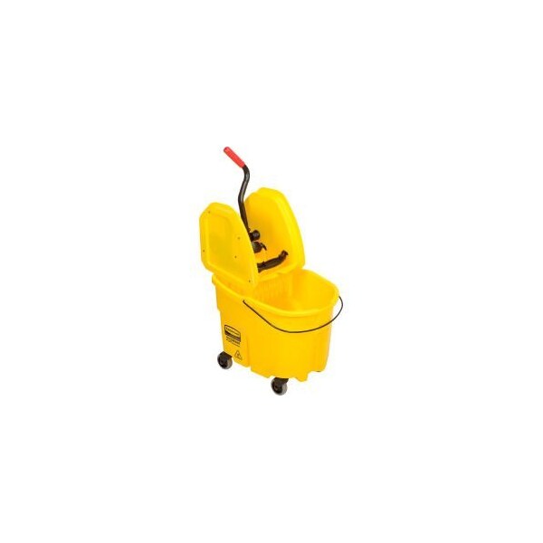 Cubeta y escurridor de trapeador Rubbermaid WaveBrake® 2.0 Commercial de Rubbermaid con prensa descendente, 35 qt. FG757788YEL - FG757788YEL