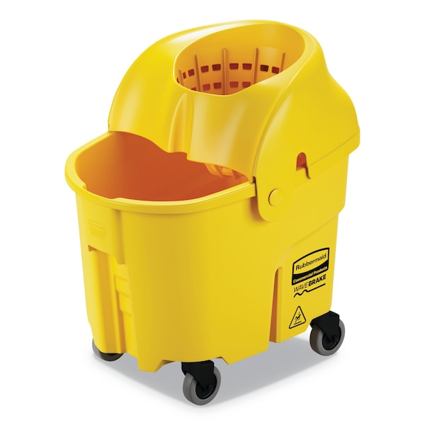 Cubo para trapear y exprimidor de Rubbermaid Commercial de 35 qt, combinado, amarillo, plástico - FG759088YEL