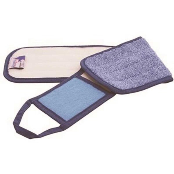 Almohadilla para trapeador plano Renown 18 in. de microfibra azul con solapa limpiadora, 3 piezas - MPFB318