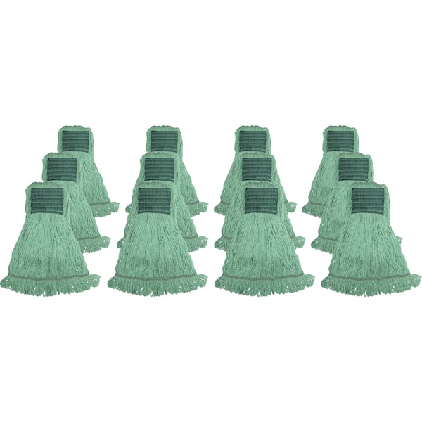 Cabeza de Trapeador Mediano Genuine Joe, Verde, Mezclado, Paquete de 12, GJOMGR5BCT - GJOMGR5BCT