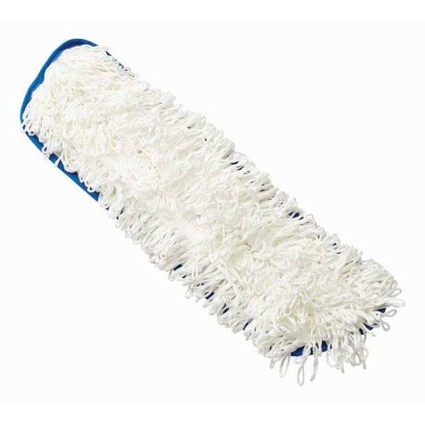 Trapo de polvo plano Rubbermaid Commercial de 18 pulgadas, conexión de gancho y lazo, extremo de almohadilla, blanco, microfibra - FGQ80500WH00