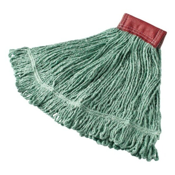 Mopa húmeda de 5 pulgadas con extremo bucleado Rubbermaid Commercial, verde, algodón/sintético, paquete de 6, FGD25306GR00 - FGD25306GR00
