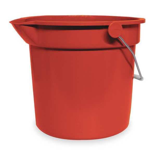 Cubo redondo Tough Guy 2 1/2 galones, 10-1/4 pulgadas de alto, 10-1/4 pulgadas de diámetro, color rojo, plástico - 1ELJ9