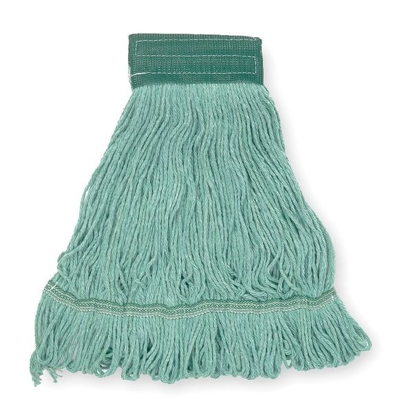 Trapo húmedo Tough Guy 5 en 1, peso seco de 16 oz, conexión de puerta lateral, extremo en bucle, verde, algodón/sintético, 1TYP3 - 1TYP3