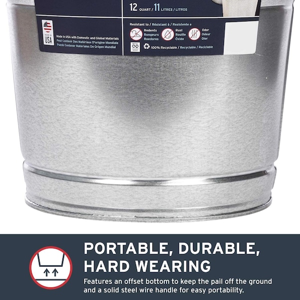 Cubeta galvanizada Behrens Behrens 12 qt Gris - 1212GS