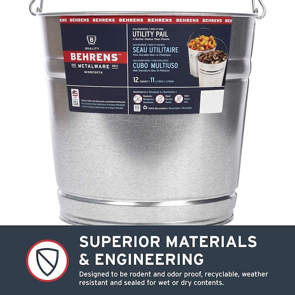 Cubeta galvanizada Behrens Behrens 12 qt Gris - 1212GS