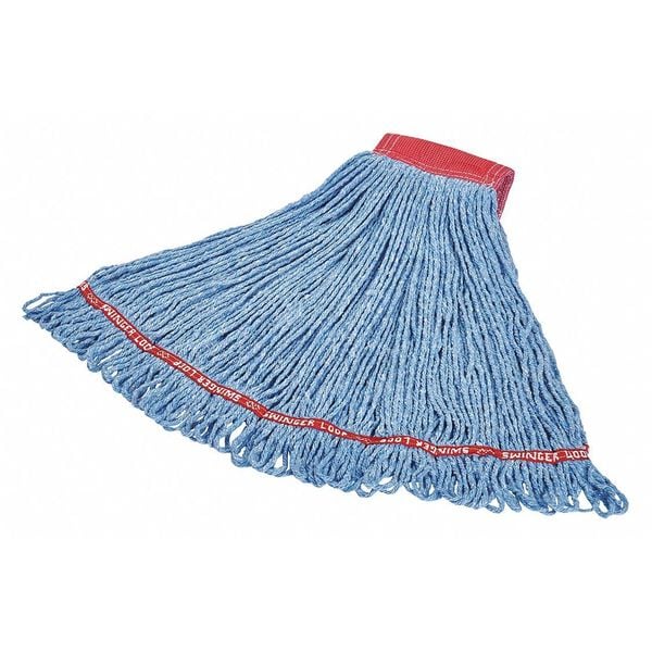 Mopa húmeda de 5 pulgadas Rubbermaid Commercial, con capacidad de 28 oz en seco, conexión lateral tipo compuerta, de extremo en bucle, color azul, de algodón/rayón/poliéster - FGC15306BL00