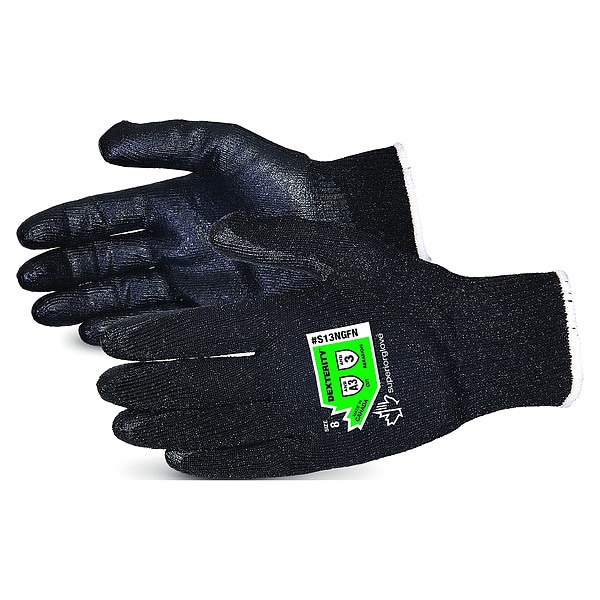 Guantes resistentes a cortes Superior Glove, Nivel de corte A2, 13 ga, Negro, Talla 10 - S13NGFN-10.