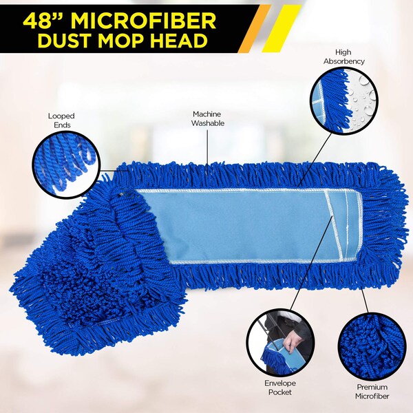 Cabezal de trapeador de polvo bucleado Gritt Commercial 48 Microfiber - GRI182-48-3PK-ZORO