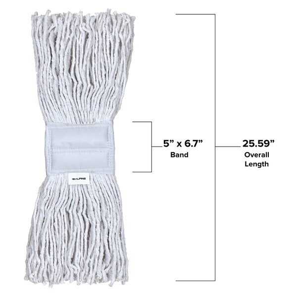 Cabeza de trapeador de algodón de corte en banda de 5 pulgadas de Alpine Industries, 16 onzas - ALP300-01-5W