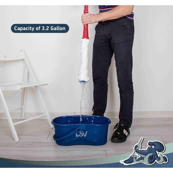 Cubeta de limpieza DSV Standard Professional 3.2 Gal. 12L con mango de agarre cómodo, paquete de 12 - 60200-12