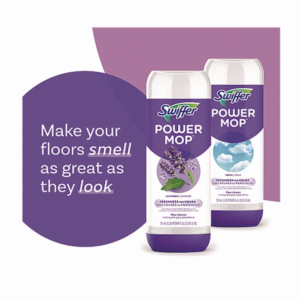 Paños de trapeado Swiffer PowerMop, 5.3 x 15.4, Blanco/Morado, 5 paños/Caja - 08188