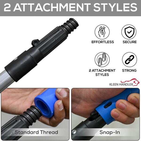 Kleen Handler Limpiador de Vidrio 24 pulgadas con Mangos Fijos, Accesorios de Tornillo y Enganche para Limpiacristales, Plumeros y Estropajos - BLKH-ES-GCH-24IN