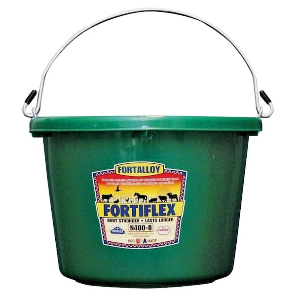 Cubo de utilidad Fortex Fortiflex, 8 qt de volumen, polímero de goma Fortalloy, verde - N4008GR
